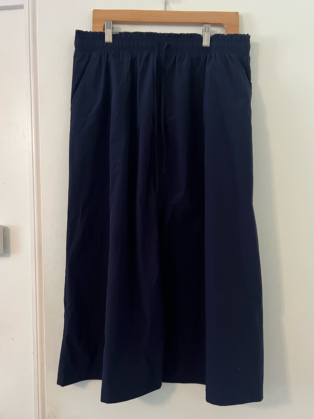 MELLODAY Navy A-Line Maxi Skirt with Elastic Waist size XL with pockets (L133)